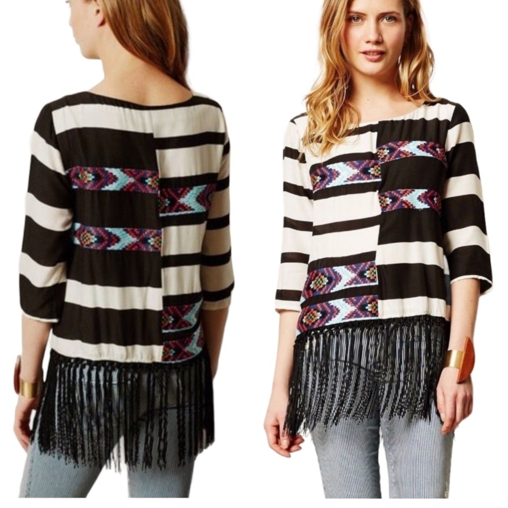 Anthropologie top with fringe
